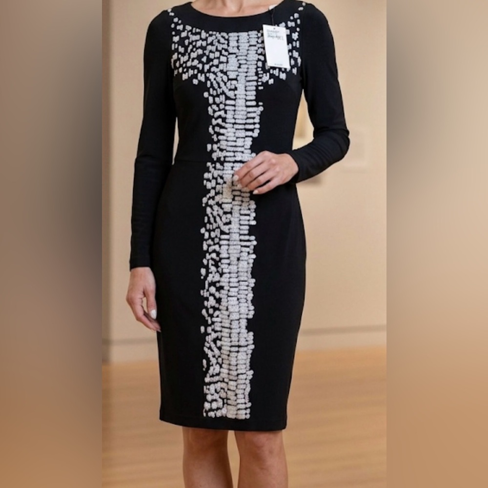 NWT St. John Collection Sequin Long-Sleeve Sheath Dress
